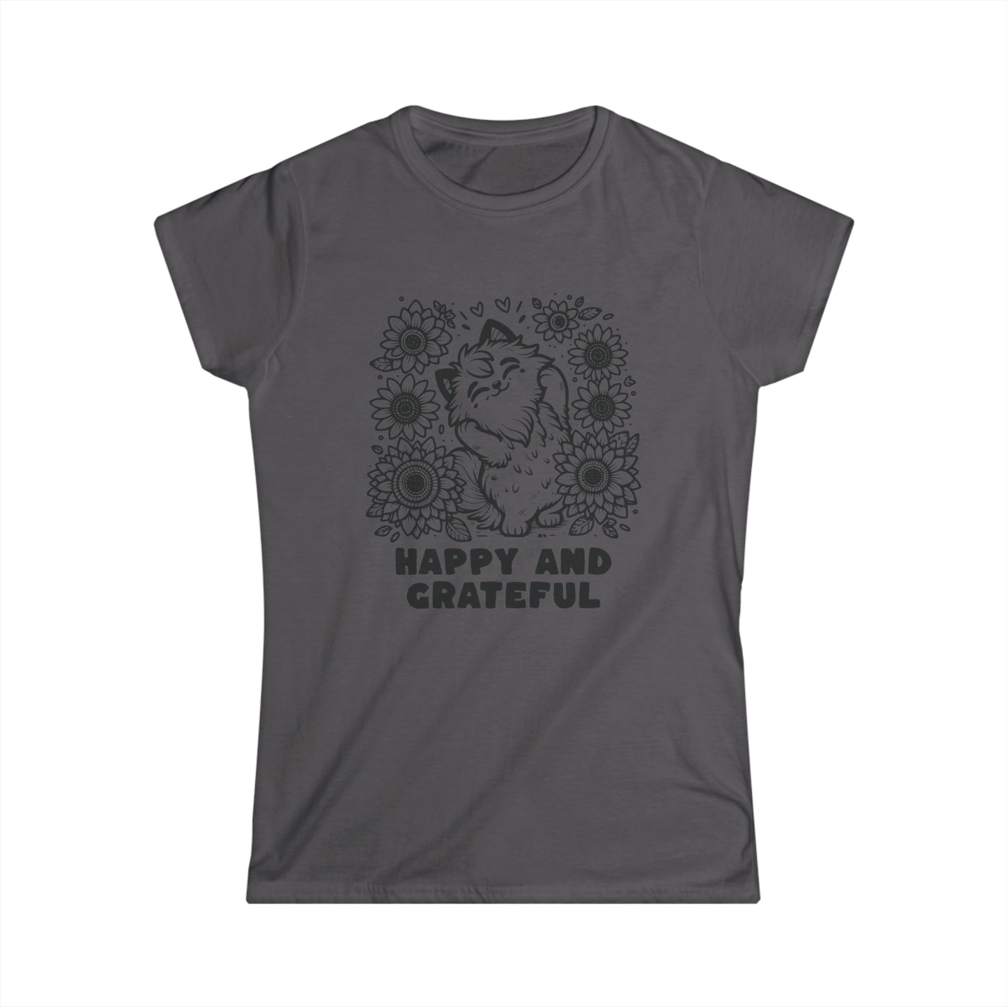 Happy and Grateful - Women's Cat Graphic Tees | Graphic T Shirts