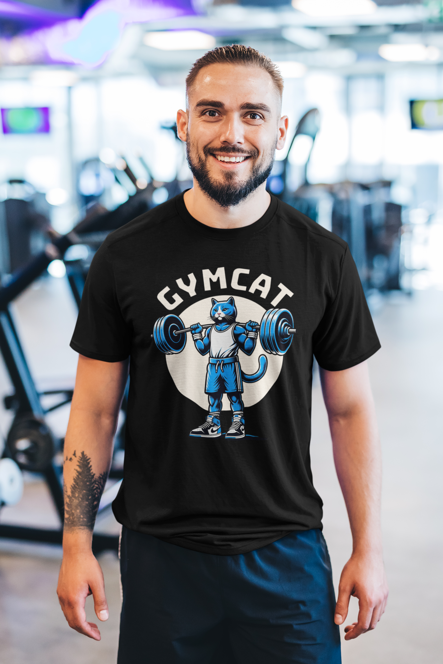 Gymcat Blue Cat - Unisex Cat Graphic Tees | Graphic T Shirts