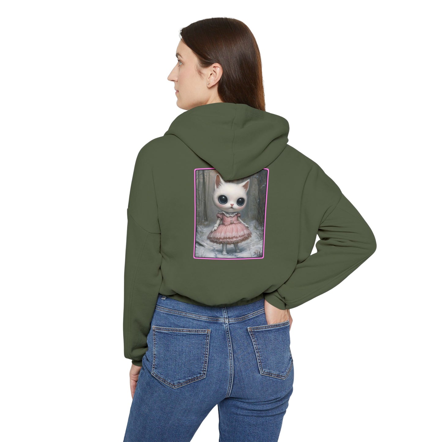 Kitsch Princess - Women's Cinched Bottom Cat Hoodie