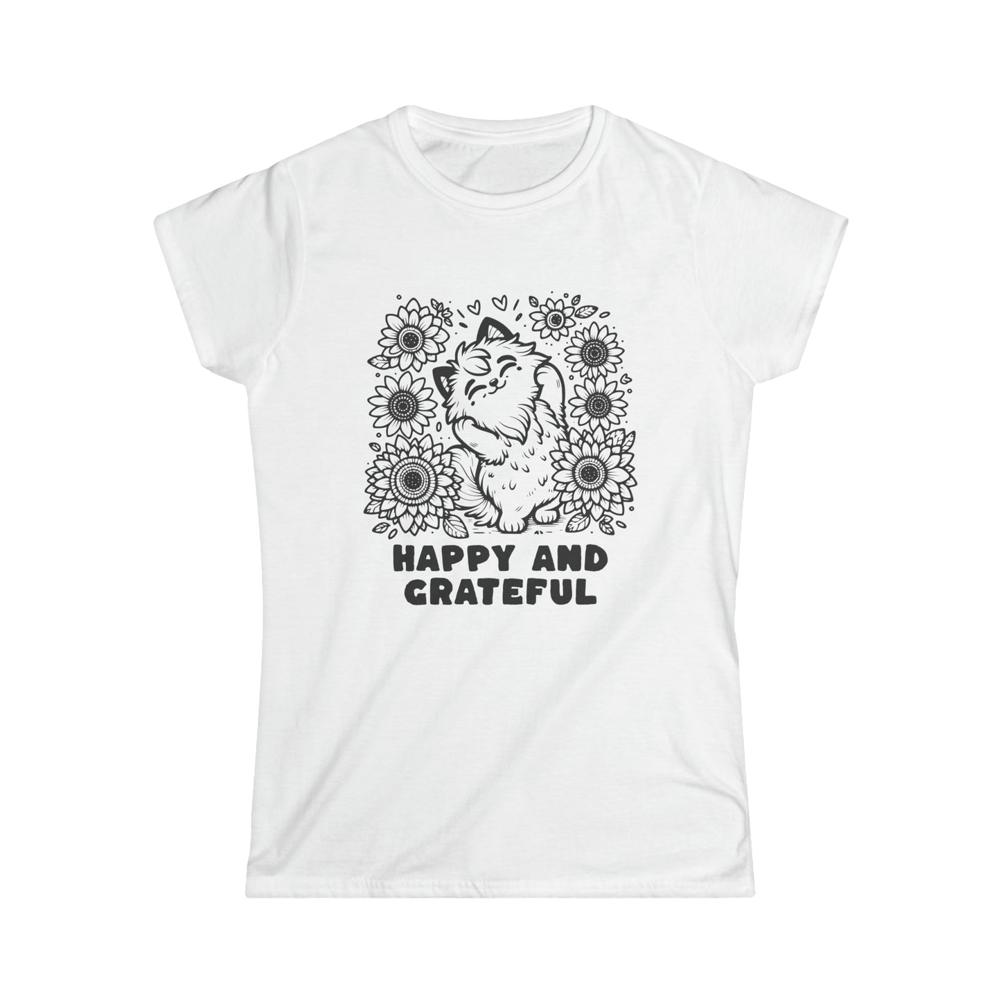 Happy and Grateful - Women's Cat Graphic Tees | Graphic T Shirts