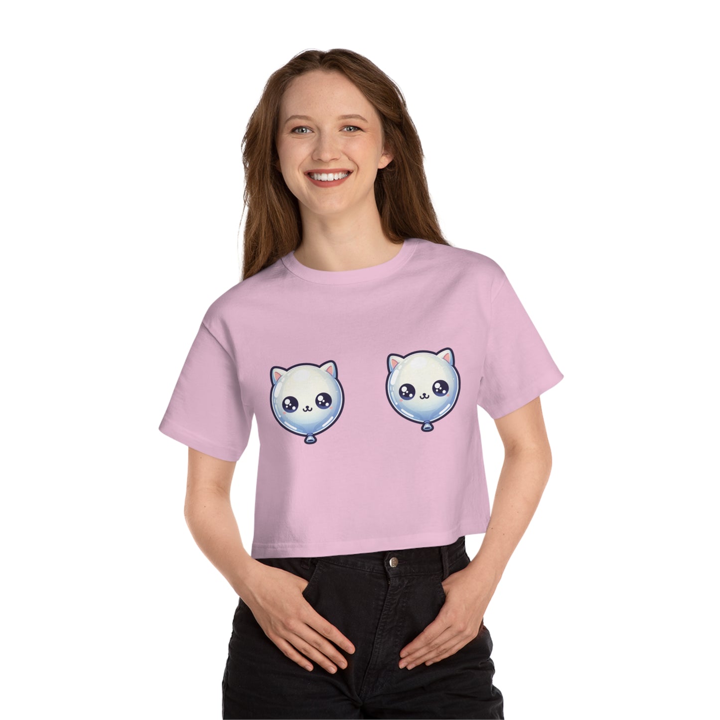 Blue Baloon Cat Tiddies - Champion® Women's Heritage Cropped T-Shirt