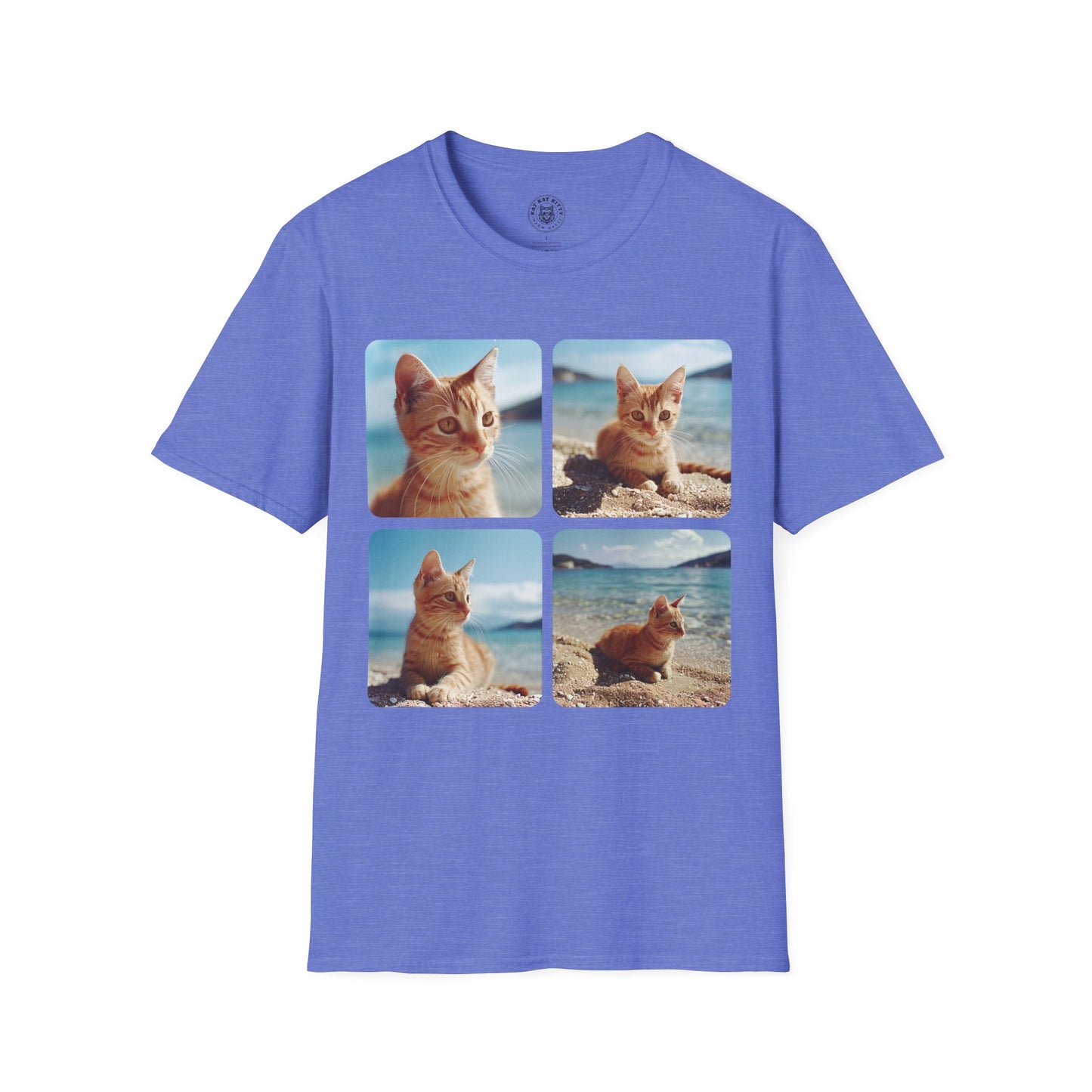 Polaroid Portrait Cat At Beach- Unisex Cat Graphic Tees | Graphic T Shirts