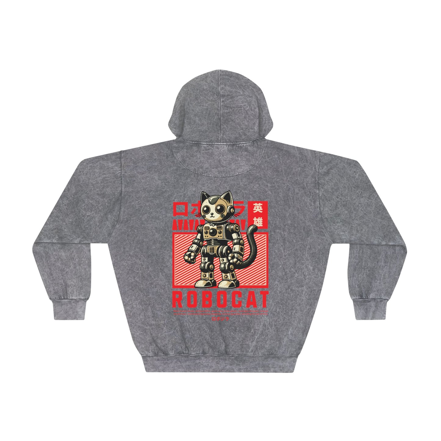 Robocat - Unisex Mineral Wash Cat Hoodie