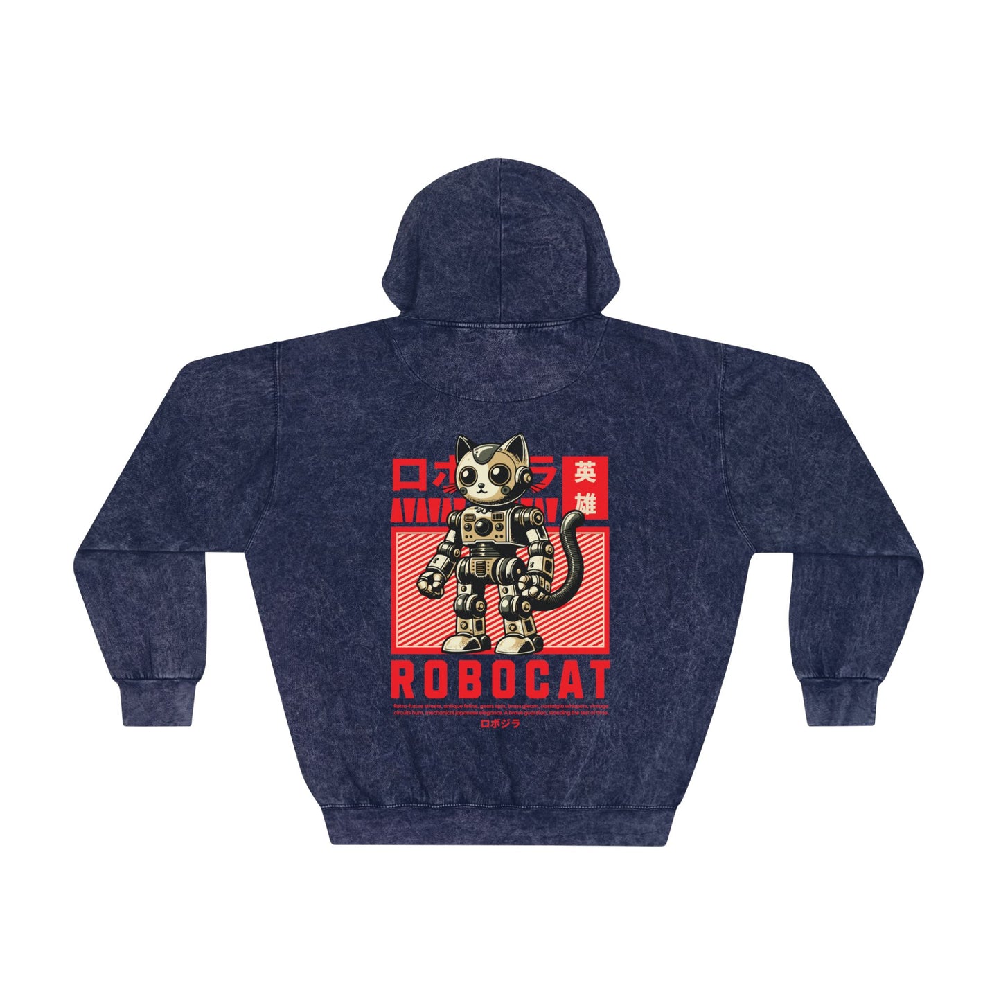 Robocat - Unisex Mineral Wash Cat Hoodie
