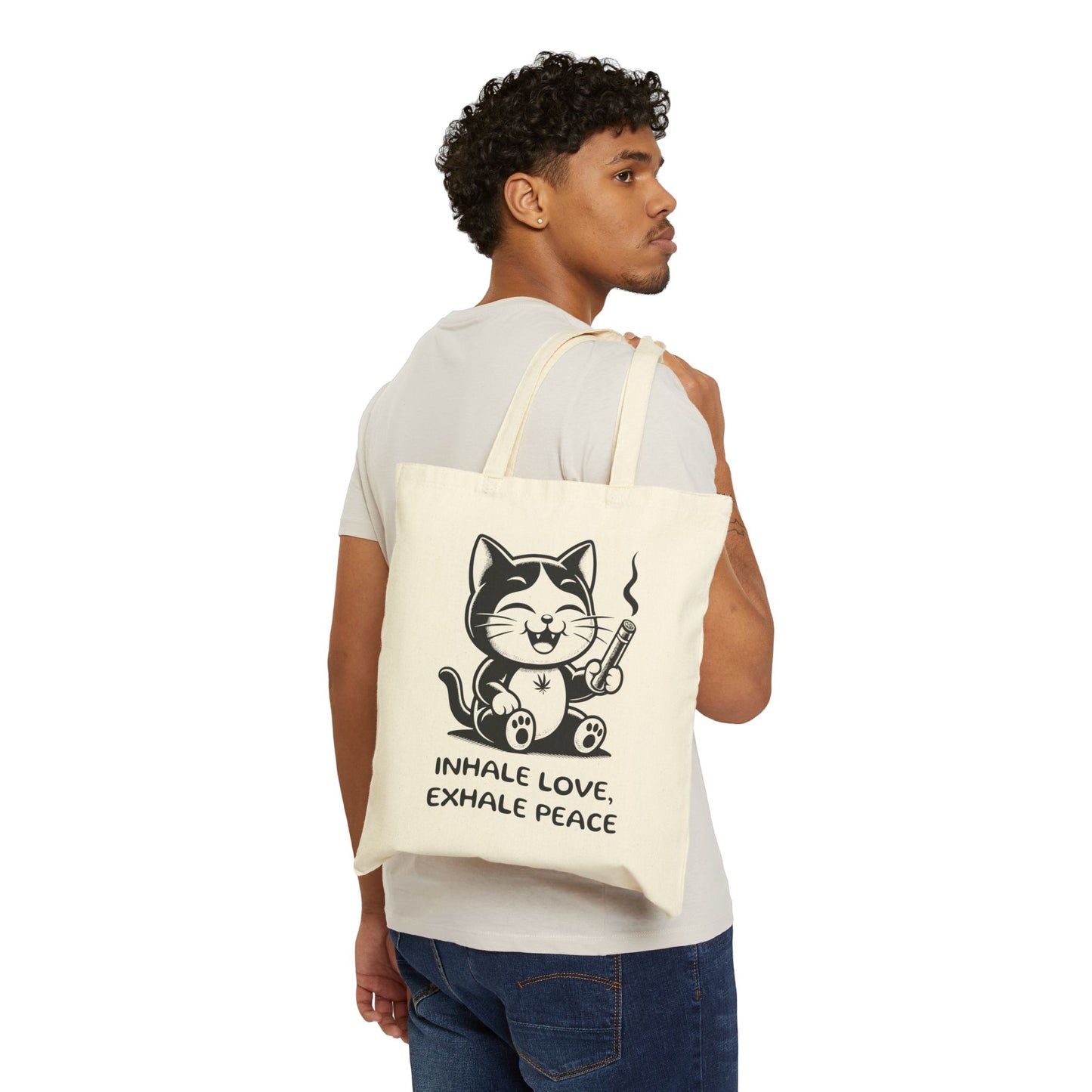 Inhale Love Exhale Peace - Cat Tote Bag