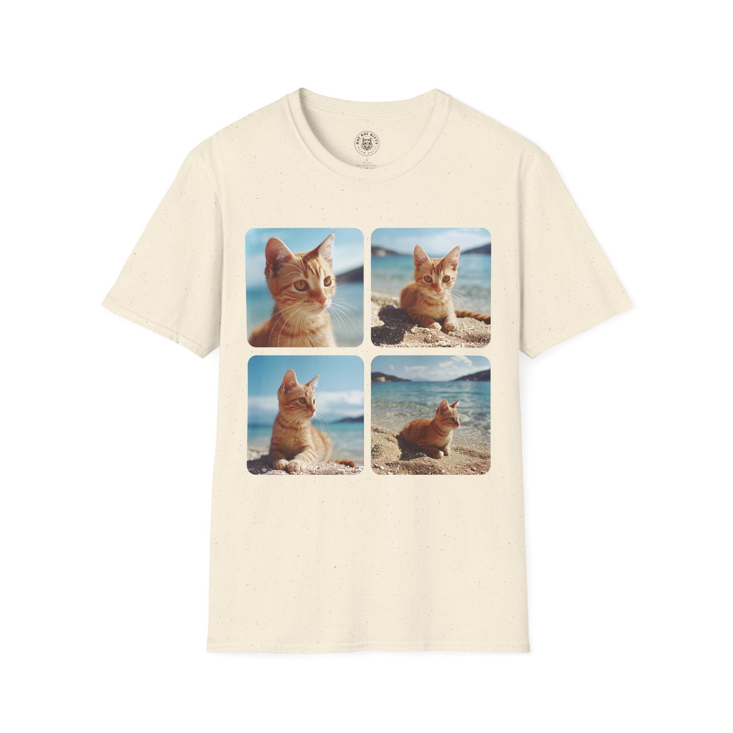 Polaroid Portrait Cat At Beach- Unisex Cat Graphic Tees | Graphic T Shirts
