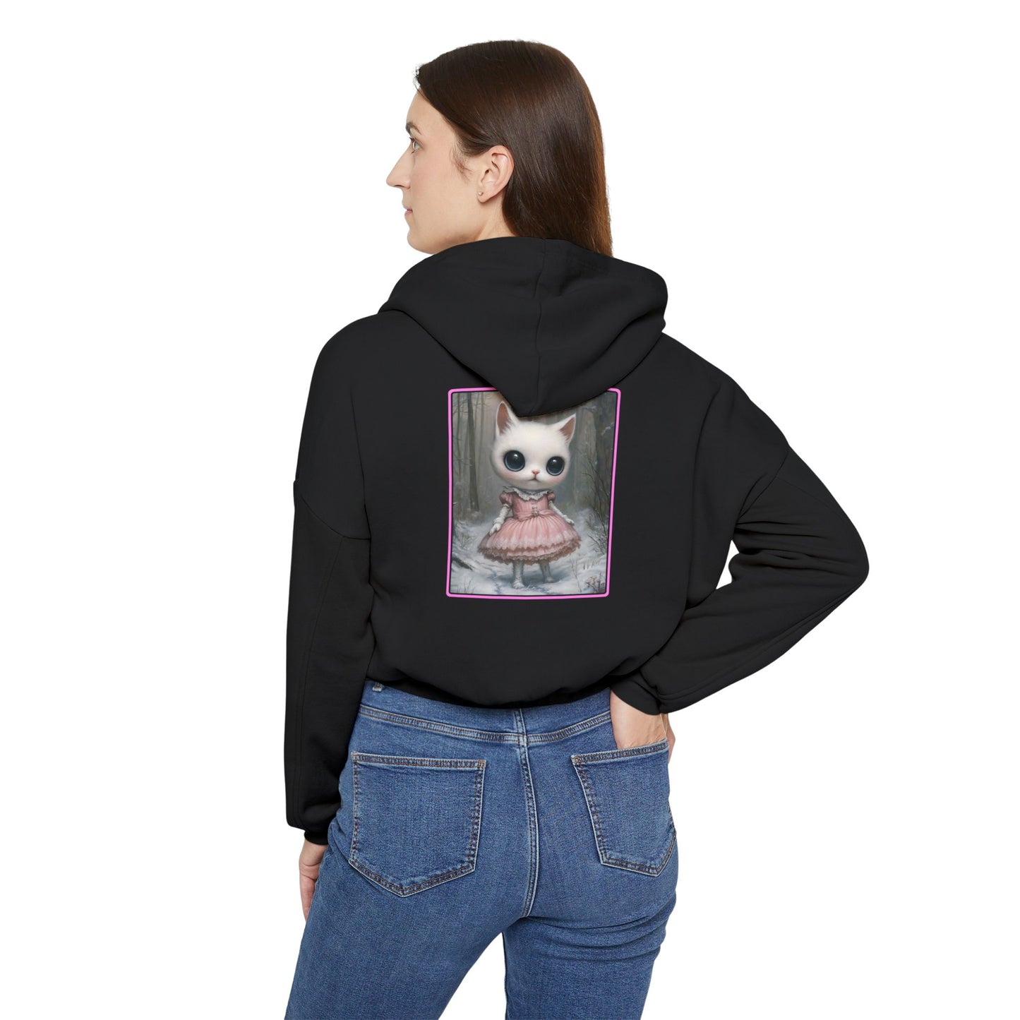 Kitsch Princess - Women's Cinched Bottom Cat Hoodie