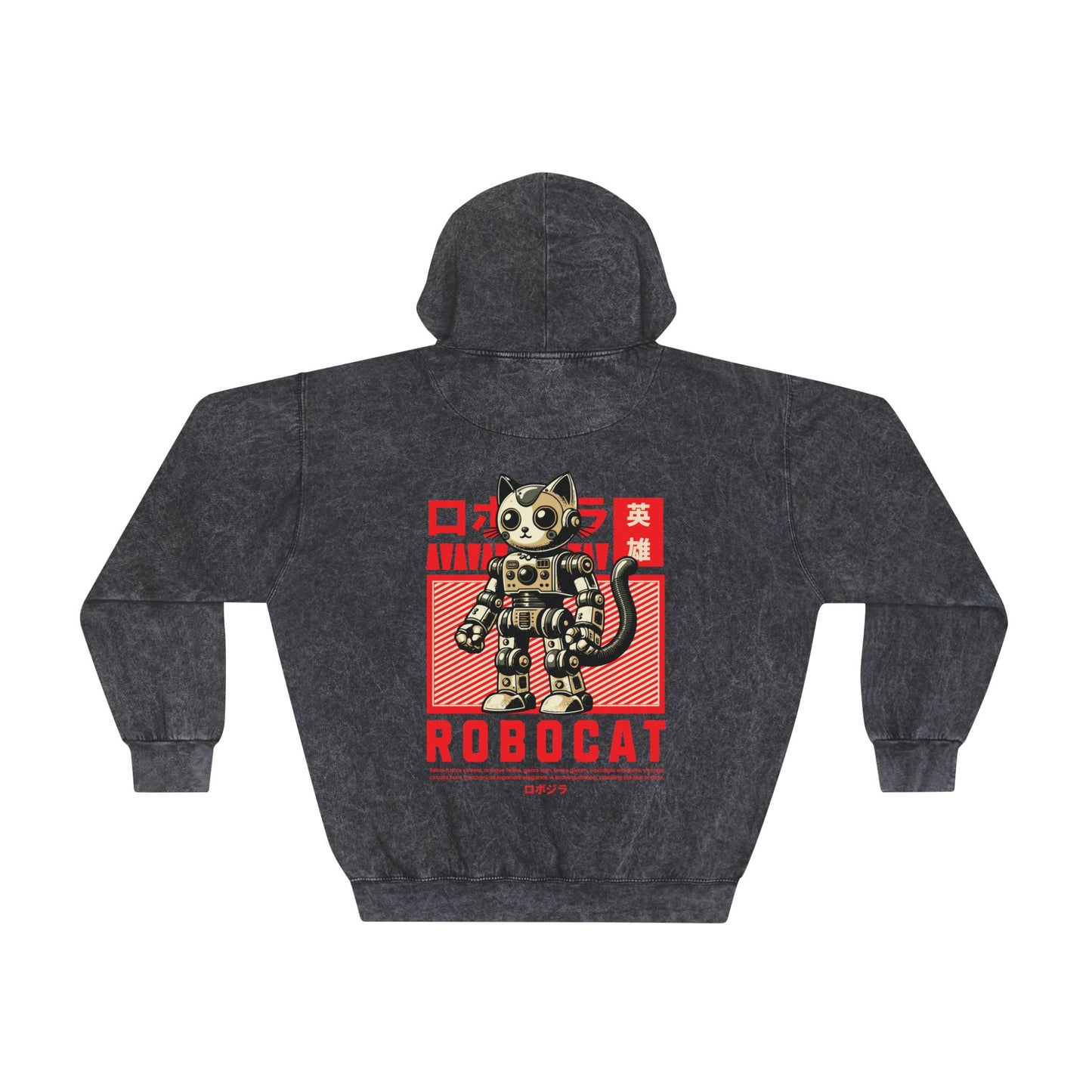 Robocat - Unisex Mineral Wash Cat Hoodie