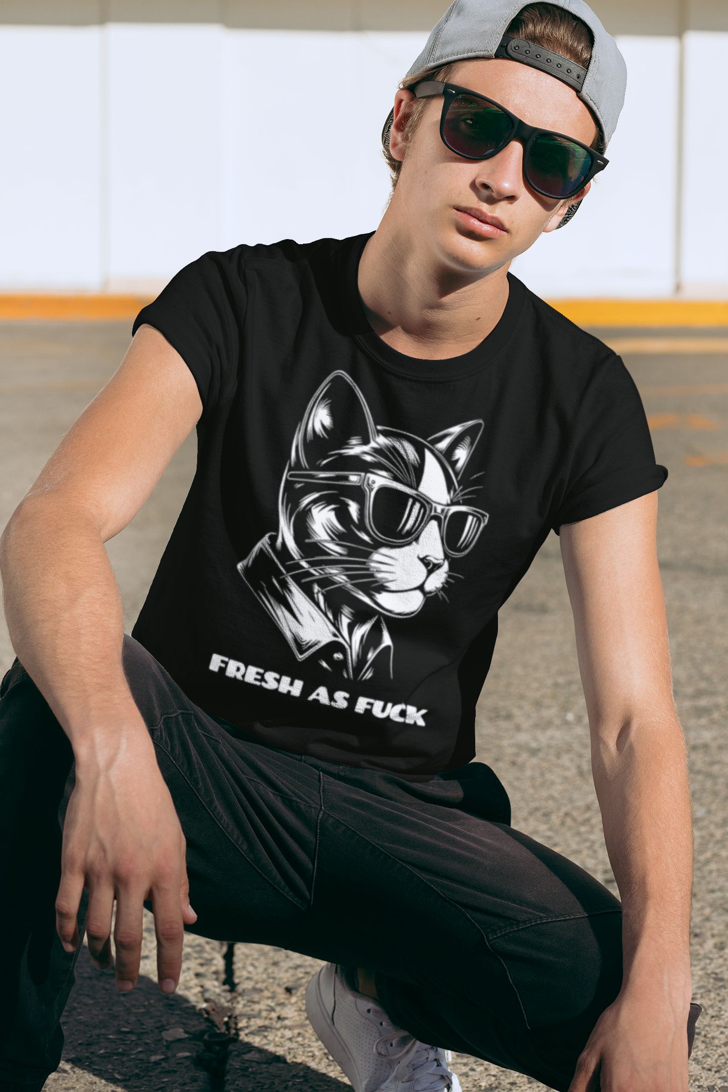 Fresh As Fuck - Unisex Cat Graphic Tees | Graphic T Shirts