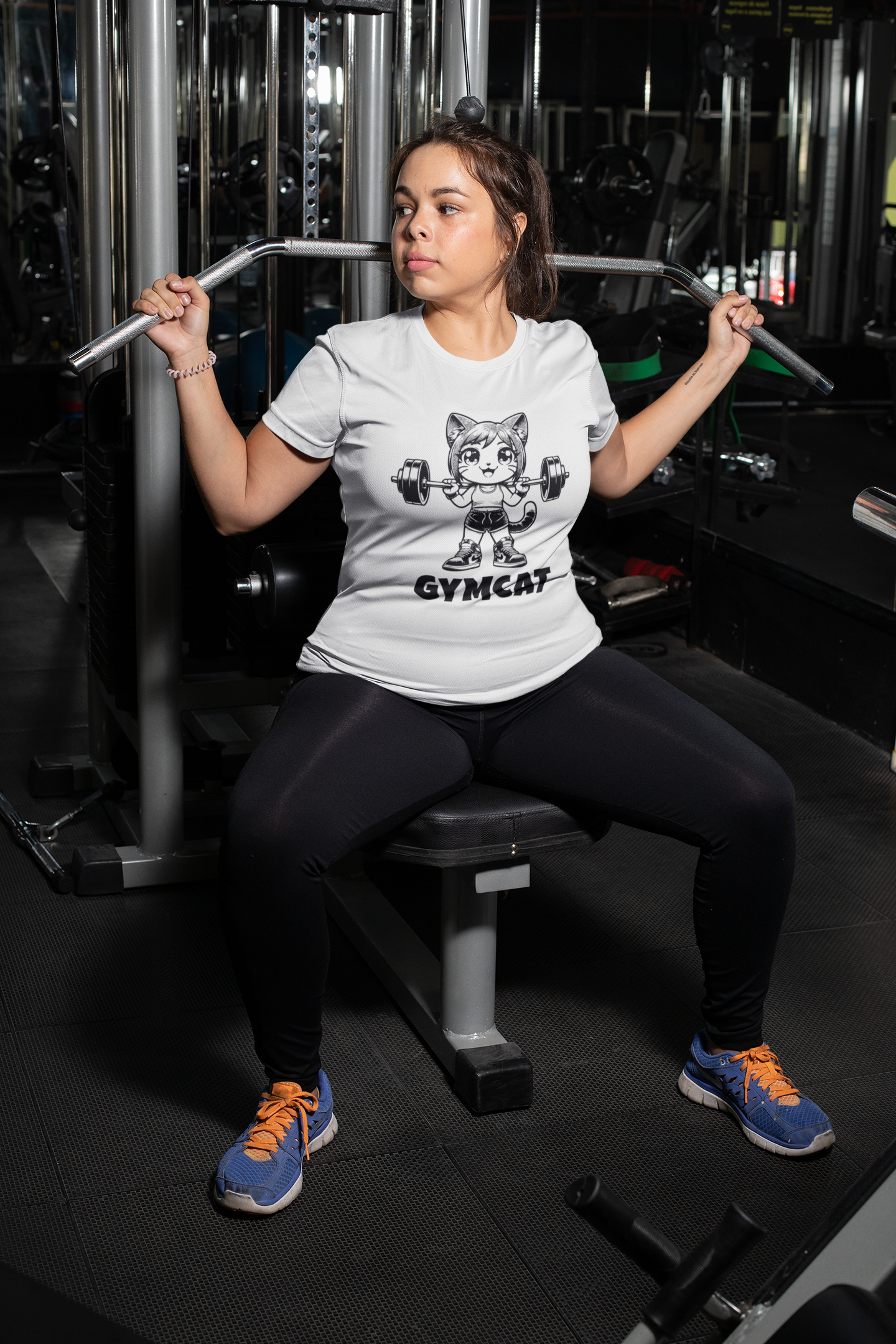 Gymcat Black Female - Unisex Cat Graphic Tees | Graphic T Shirts