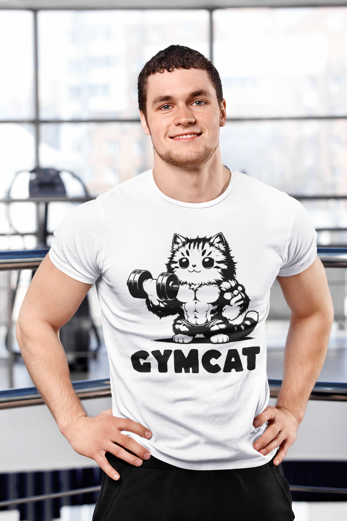 Gymcat Black Cat - Unisex Cat Graphic Tees | Graphic T Shirts