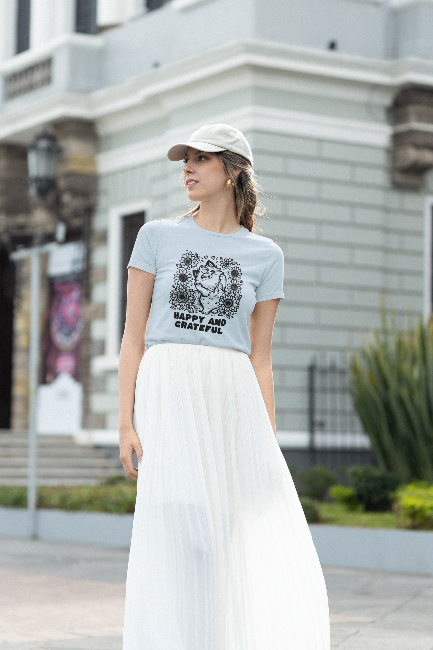 Happy and Grateful - Women's Cat Graphic Tees | Graphic T Shirts