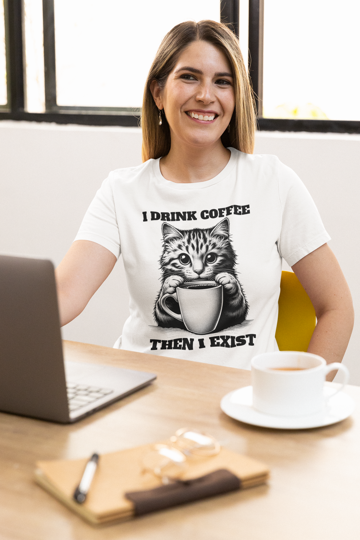 I Drink Coffee Then I Exist - Unisex Cat Graphic Tees | Graphic T Shirts
