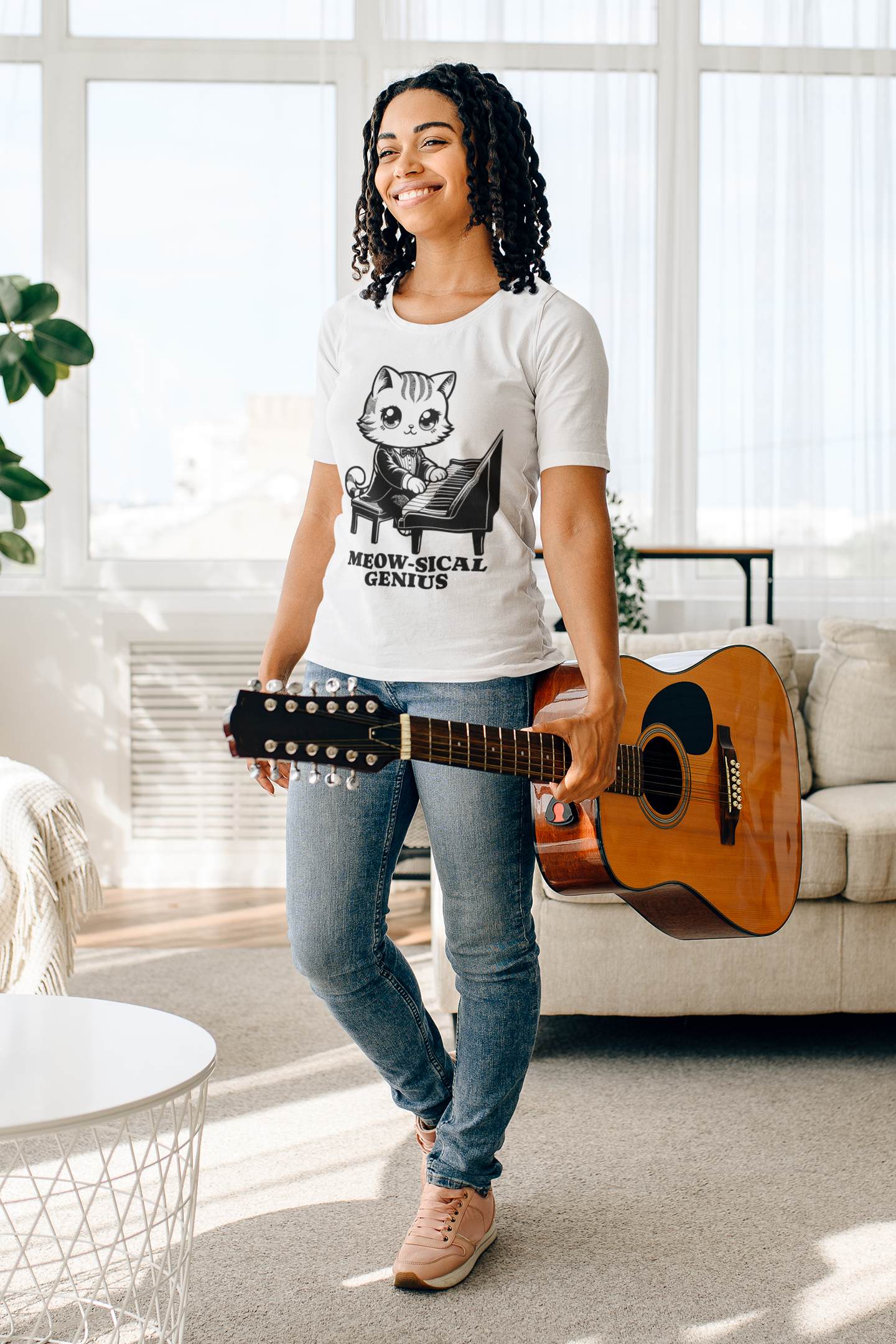 Meow-sical Genious - Unisex Cat Graphic Tees | Graphic T Shirts