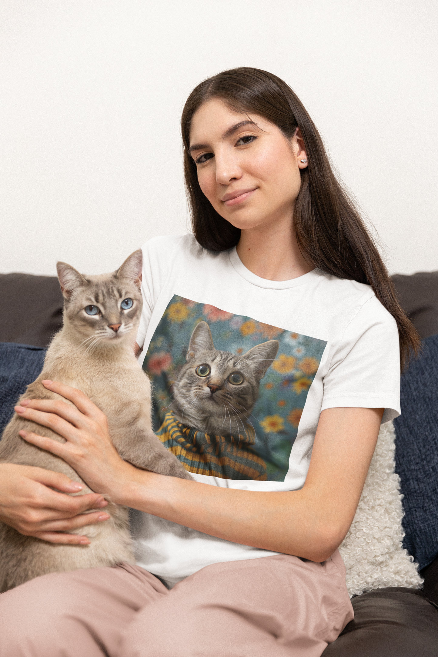 Portrait of a Cat in a Sweater - Unisex Cat Graphic Tees | Graphic T Shirts